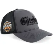 Hatstore - Grå trucker Keps - Göteborg 3d Script Charcoal/Black Mid A-frame Trucker @ Hatstore