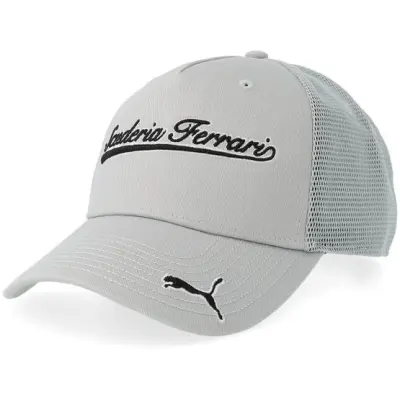 Formula One - Motor Grå trucker Keps - Ferrari F1 26 Script Puma Flat Grey A-Frame Trucker @ Hatstore
