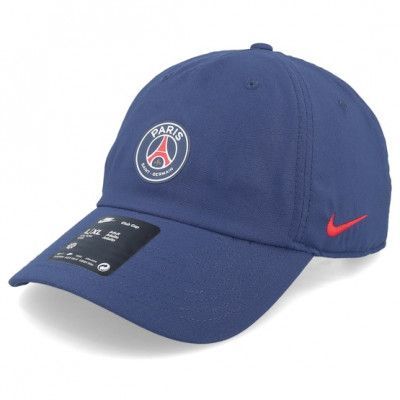 Nike - Football Blå unconstructed Keps - Paris Saint-Germain Dri-fit Club Midnight Navy/University Red Dad Cap @ Hatstore