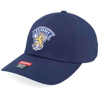 CCM - Blå unconstructed Keps - Flag Cap Team Finland Ad Navy Dad Cap @ Hatstore
