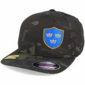 Army Head - Camo flexfit Keps - Tre Kronor Shield Side Panel Camo Black Flexfit @ Hatstore