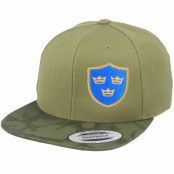 Army Head - Grön snapback Keps - Tre Kronor Shield Side Panel Camo Olive Snapback @ Hatstore