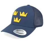 Iconic - Blå trucker Keps - 3d Tre Kronor Navy A-frame Trucker @ Hatstore