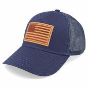 American Needle - Blå trucker Keps - USA Twill Valin Leather Patch Navy Trucker @ Hatstore