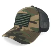 American Needle - Camo trucker Keps - USA Twill Valin Ptch Black/Camo Trucker @ Hatstore