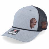 Army Head - Grå trucker Keps - Army Skull Usa Brown Patch Heather Grey/Black Rope A-Frame Trucker @ Hatstore