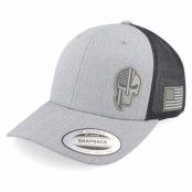 Army Head - Grå trucker Keps - Army Skull Usa Grey/Black Trucker @ Hatstore