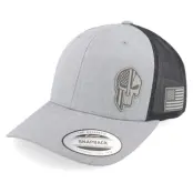 Army Head - Grå trucker Keps - Army Skull Usa Grey/Black Trucker @ Hatstore