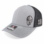 Army Head - Grå trucker Keps - Army Skull Usa Heather Grey/Black Trucker @ Hatstore