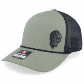 Army Head - Grön trucker Keps - Army Skull Usa Black Patch Loden/Black Rope A-Frame Trucker @ Hatstore