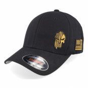 Army Head - Svart flexfit Keps - Army Skull Usa Black/Gold Flexfit @ Hatstore