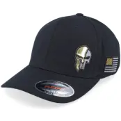 Army Head - Svart flexfit Keps - Army Skull Usa Gold Patch Black Stretch Fit @ Hatstore
