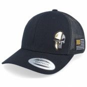 Army Head - Svart trucker Keps - Army Skull Usa Gold Patch Black Trucker @ Hatstore