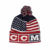 CCM - Blå pom Beanie - USA Flag Knit Team Navy/Red Pom @ Hatstore