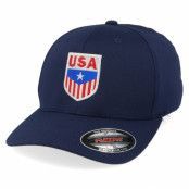 Iconic - Blå flexfit Keps - USA Badge Navy Flexfit @ Hatstore