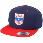 Iconic - Blå snapback Keps - USA Badge Navy/Red Snapback @ Hatstore