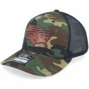 Iconic - Camo trucker Keps - Usa Map Flag Brown Patch Camo/Black Trucker @ Hatstore