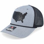 Iconic - Grå trucker Keps - Usa Map Flag Black Patch Heather Grey/Black Rope A-Frame Trucker @ Hatstore