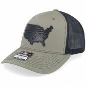 Iconic - Grön trucker Keps - Usa Map Flag Black Patch Loden/Black Trucker @ Hatstore