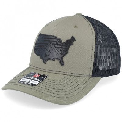 Iconic - Grön trucker Keps - Usa Map Flag Black Patch Loden/Black Trucker @ Hatstore