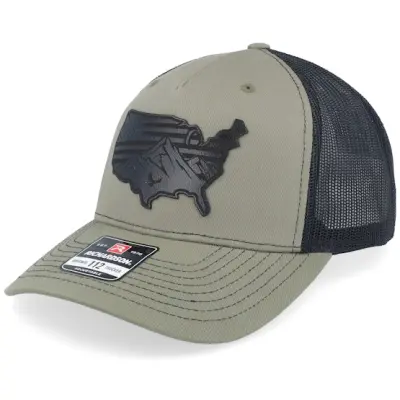 Iconic - Grön trucker Keps - Usa Map Flag Black Patch Loden/Black Trucker @ Hatstore