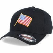 Iconic - Svart flexfit Keps - Stars And Stripes USA Black Flexfit @ Hatstore