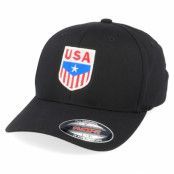 Iconic - Svart flexfit Keps - USA Badge Black Flexfit @ Hatstore