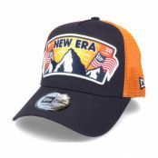 New Era - Blå trucker Keps - Ne Usa Patch Trucker Navy/Orange Trucker @ Hatstore