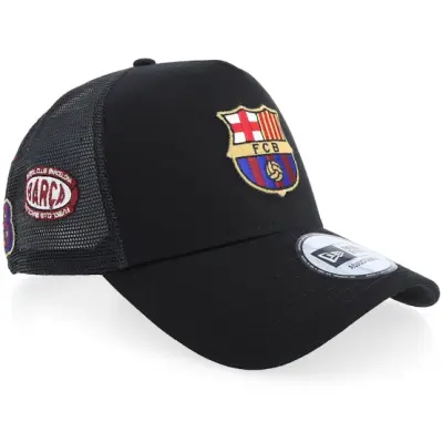 New Era - Football Svart trucker Keps - Barcelona Patch Black A-Frame Trucker @ Hatstore