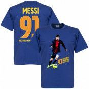 Barcelona T-shirt Messi 91 World Record Goals Lionel Messi Blå XXL