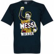 Barcelona T-shirt Messi Five Time Ballon dOr Winner Lionel Messi Mörkblå L