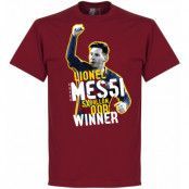 Barcelona T-shirt Messi Five Time Ballon dOr Winner Lionel Messi Röd L
