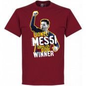 Barcelona T-shirt Messi Five Time Ballon dOr Winner Lionel Messi Röd S