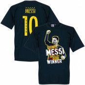 Barcelona T-shirt Messi No 10 Five Time Ballon dOr Winner Lionel Messi Mörkblå L
