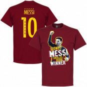 Barcelona T-shirt Messi No 10 Five Time Ballon dOr Winner Lionel Messi Röd L