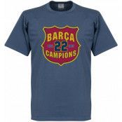 Barcelona T-shirt Winners 22 Champions Crest Blå M