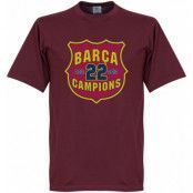 Barcelona T-shirt Winners 22 Champions Crest Vinröd L