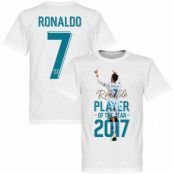 Real Madrid T-shirt Ronaldo 2017 Player of the Year Barn Cristiano Ronaldo Vit 10 år