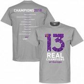 Real Madrid T-shirt Real 2018 CL 13 Times Road to Victory Winners Grå XXL