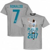 Real Madrid T-shirt Ronaldo 2017 Player of the Year Cristiano Ronaldo Grå XXL