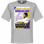 Real Madrid T-shirt Ronaldo 4 Times Ballon DOr Winners Madrid Cristiano Ronaldo Grå L