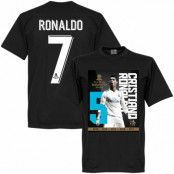 Real Madrid T-shirt Ronaldo 7 5x Ballon dOr Cristiano Ronaldo Svart 5XL