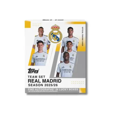 Topps - Svart Trading Cards - Real Madrid Team Set 2025-26 Deck Box - 6 Packs (30 Cards) @ Hatstore