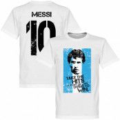 Argentina T-shirt Messi 10 Flag Lionel Messi Vit M