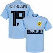 Argentina T-shirt Kun Aguero 19 Team Sergio Aguero Ljusblå L