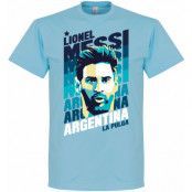 Argentina T-shirt Messi Portrait Lionel Messi Ljusblå M