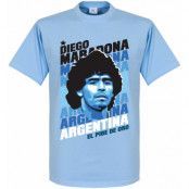 Argentina T-shirt Portrait Diego Maradona Ljusblå XXL