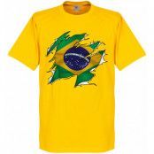 Brasilien T-shirt Brazil Ripped Flag Barn Gul 8 år