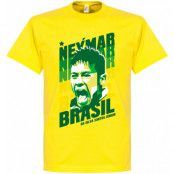 Brasilien T-shirt Portrait Barn Neymar Gul 10 år