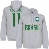 Brasilien Huvtröja Brazil Coutinho 11 Team Philippe Coutinho Grå XL